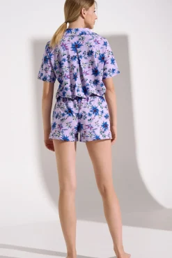 Online Pyjama mit Schlafshirt und Shorts »Flowers« Damen Pyjamas