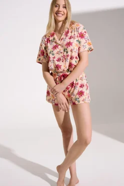 New Pyjama mit Schlafshirt und Shorts »Flowers« Damen Pyjamas