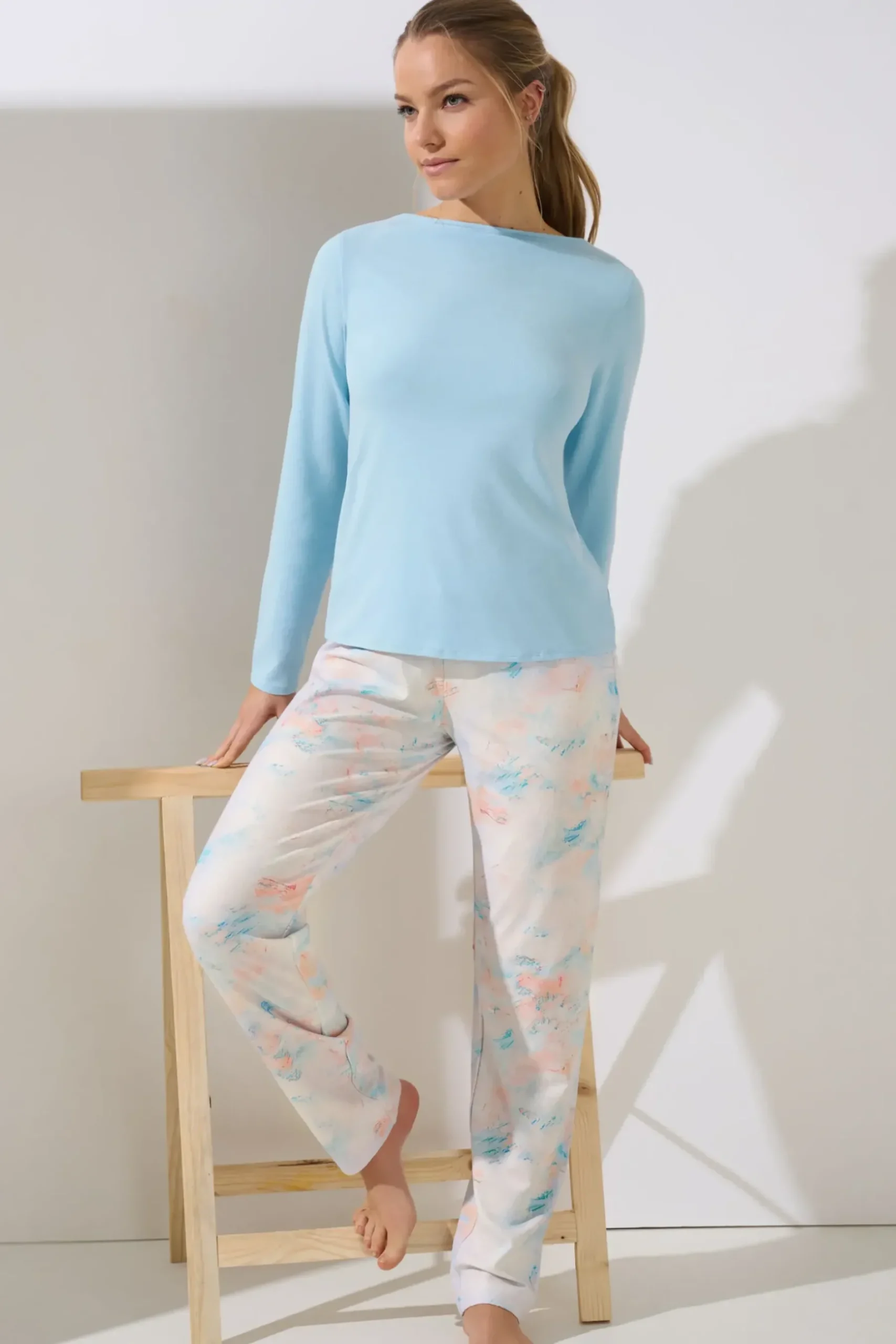 Online Pyjama mit Schlafshirt und Hose »Olena« Damen Pyjamas