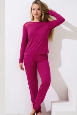 Online Pyjama mit Schlafshirt und Hose »Evelyn« Damen Pyjamas