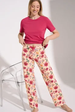 Fashion Pyjama mit Schlafshirt und Hose »Flowers« Damen Pyjamas