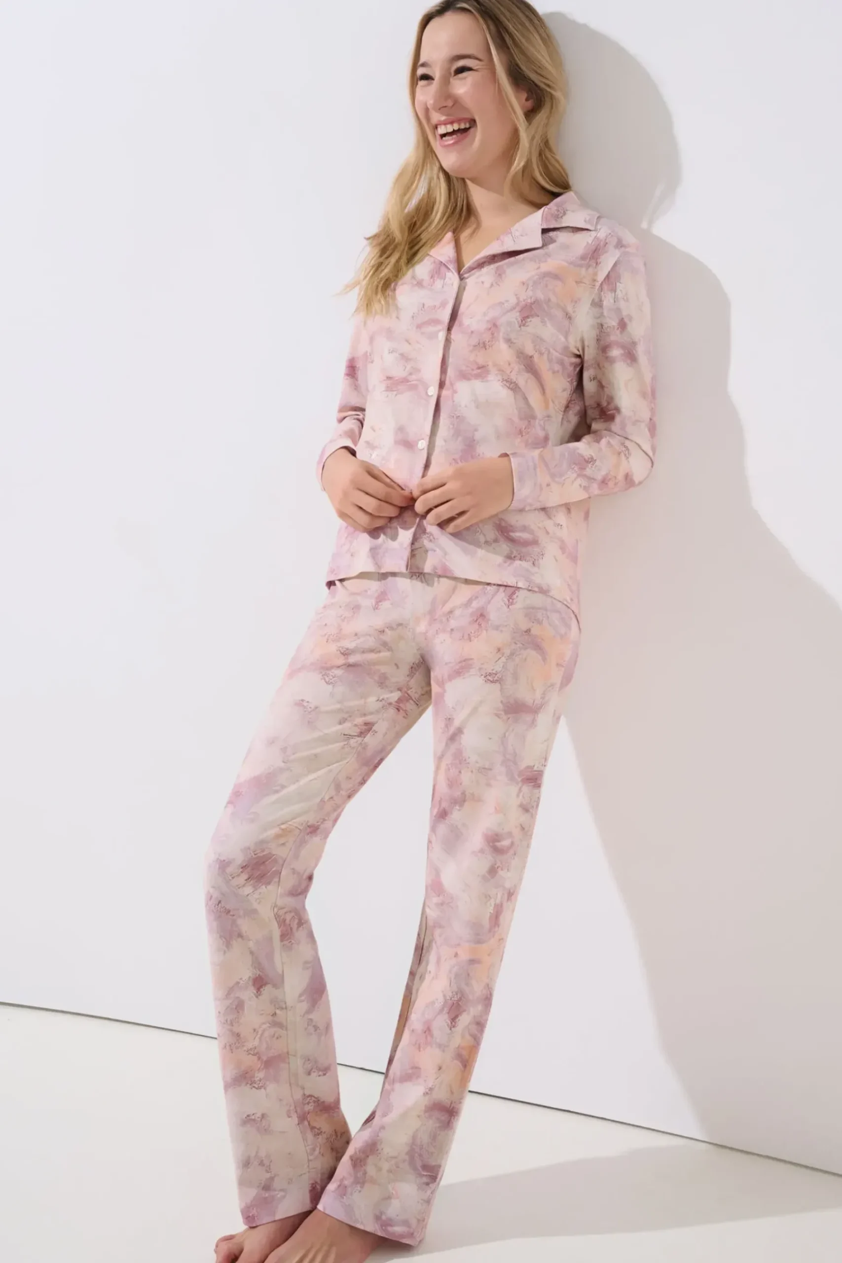 Online Pyjama mit Schlafshirt und Hose »Olena« Damen Pyjamas