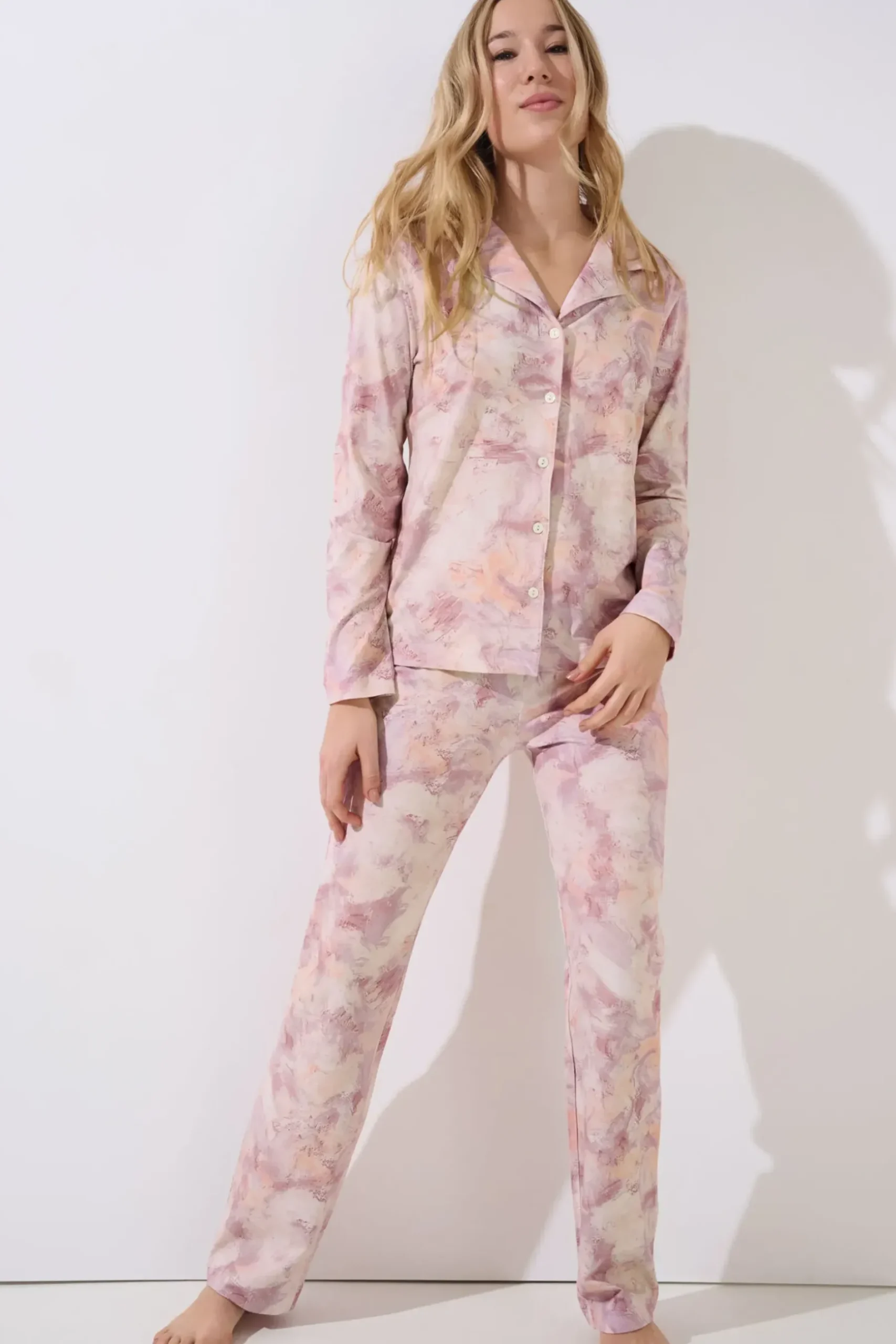 Online Pyjama mit Schlafshirt und Hose »Olena« Damen Pyjamas