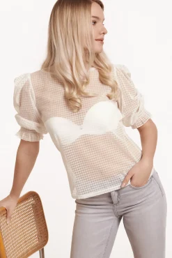 New Transparente Bluse mit Puff-Ärmeln Limitless Damen Shirts
